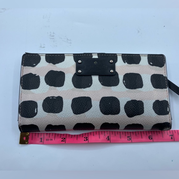 KATE SPADE Leather Patterned Wallet White Black Pink - Picture 13 of 14